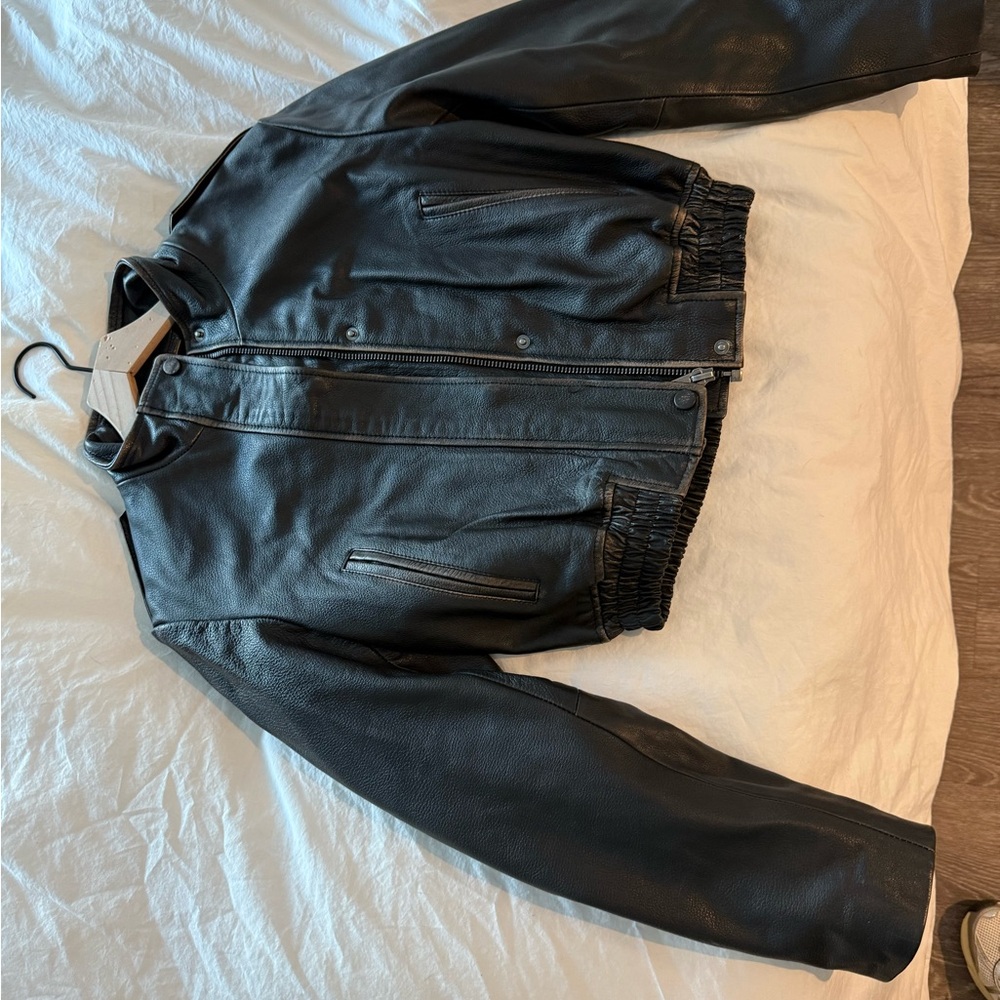 Zara Black Bomber Jacket with Classic Motorcycle Style